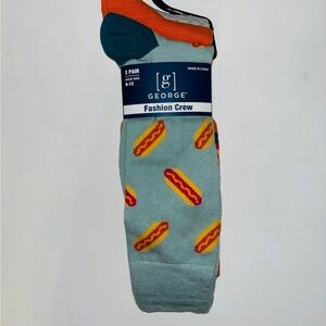 George Fashion Crew Men’s Socks 3 Pairs Shoe Size 6-12